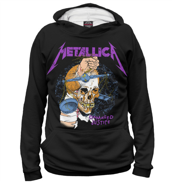 Женское худи с изображением Metallica Damaged Justice цвета Белый