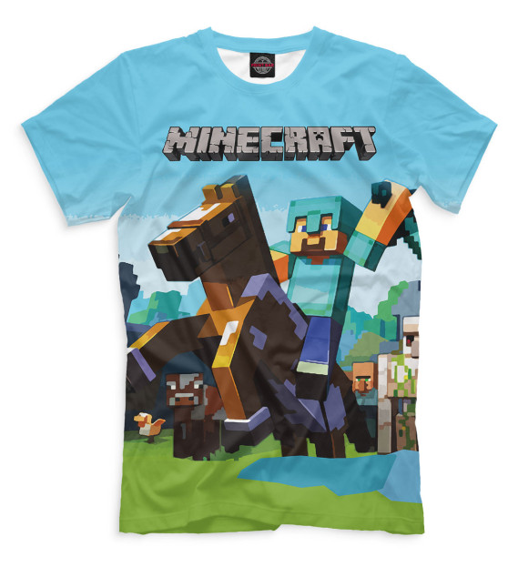 Мужская футболка с изображением Minecraft цвета Грязно-голубой