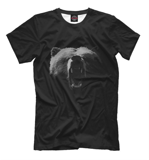 Мужская футболка с изображением медведь цвета Черный