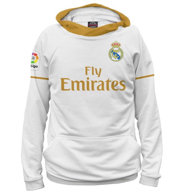Худи для девочки с изображением Азар Реал Мадрид форма домашняя 19/20 цвета Белый