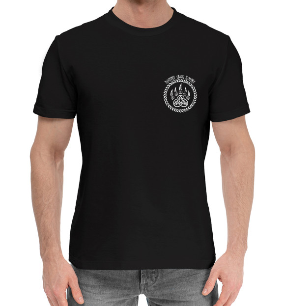 Мужская хлопковая футболка с изображением Велес (Помни корни) цвета Черный