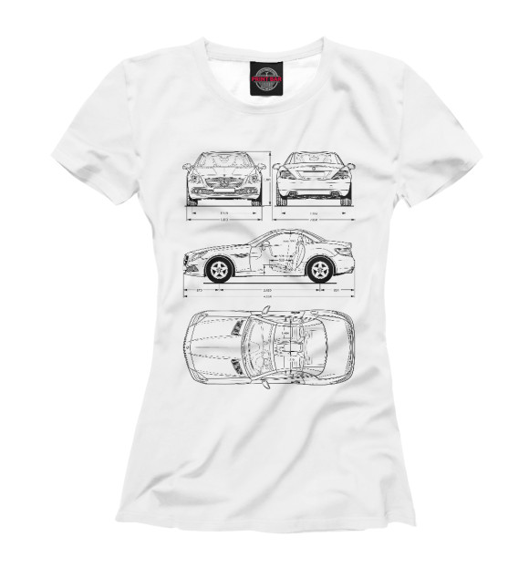 Женская футболка с изображением Mercedes-Benz SLC-Class R172 '12 цвета Белый