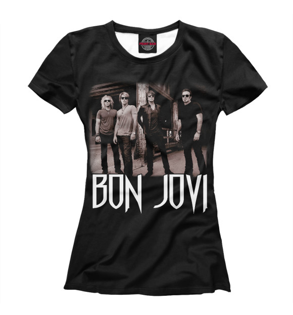 Женская футболка с изображением Bon Jovi цвета Белый