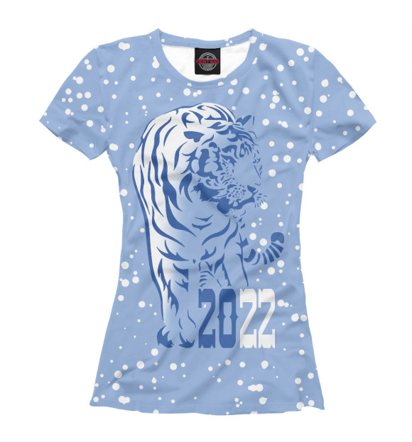 Футболка для девочек с изображением Голубой водяной тигр цвета Белый
