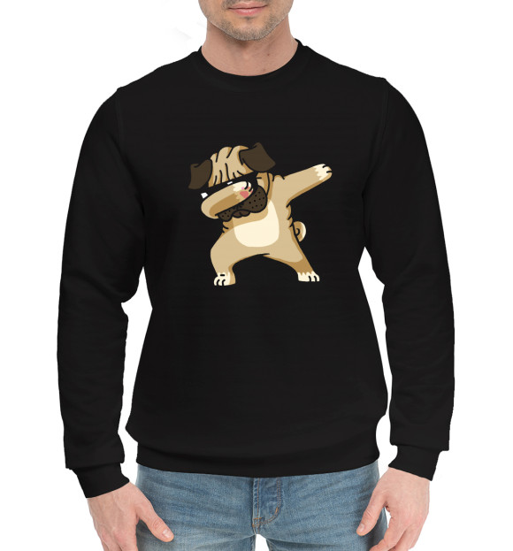 Мужской хлопковый свитшот с изображением pug dab цвета Черный