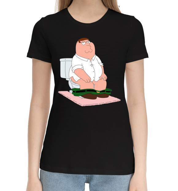 Женская хлопковая футболка с изображением Family Guy цвета Черный