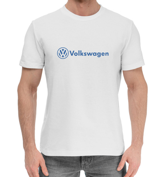 Мужская хлопковая футболка с изображением Volkswagen цвета Белый