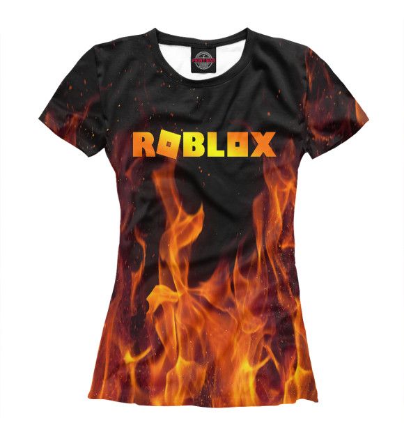 Женская футболка с изображением Roblox Fire цвета Белый
