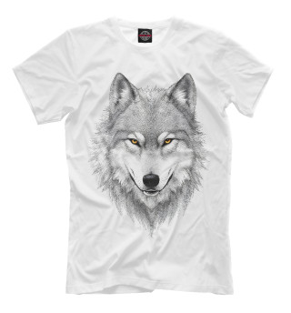 Мужская футболка Белый волк c символом жизни