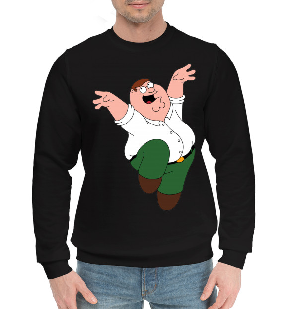 Мужской хлопковый свитшот с изображением Family Guy цвета Черный