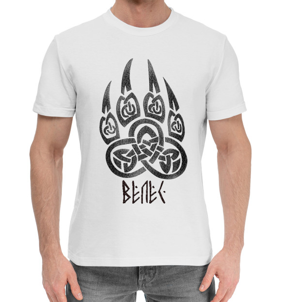Мужская хлопковая футболка с изображением Велес / Печать Велеса цвета Белый