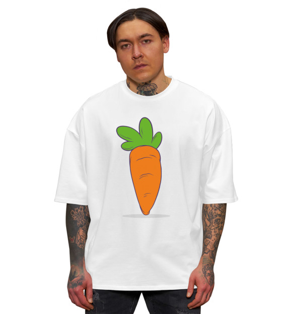 Мужская футболка оверсайз с изображением Морковка цвета Белый