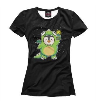 Женская футболка Пингвин в костюме дракона символ 2024