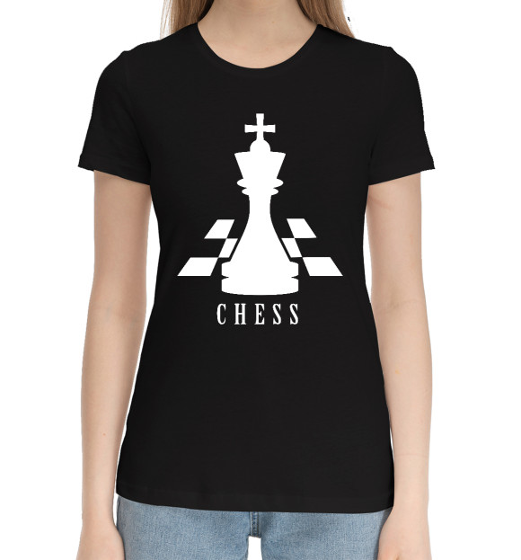 Женская хлопковая футболка с изображением Chess цвета Черный