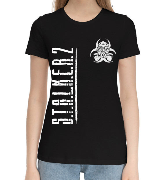 Женская хлопковая футболка с изображением S.T.A.L.K.E.R. 2 цвета Черный