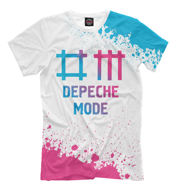 Мужская футболка с изображением Depeche Mode Neon Gradient цвета Белый