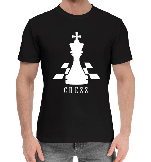 Мужская хлопковая футболка с изображением Chess цвета Черный