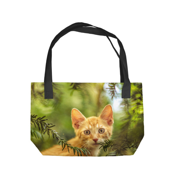 Пляжная сумка с изображением Red cat цвета 