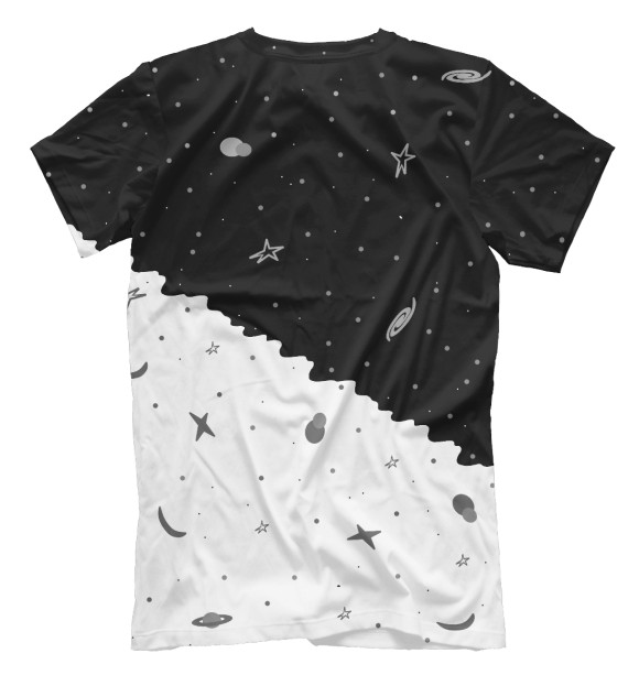 Мужская футболка с изображением Черно-белое небо цвета Белый