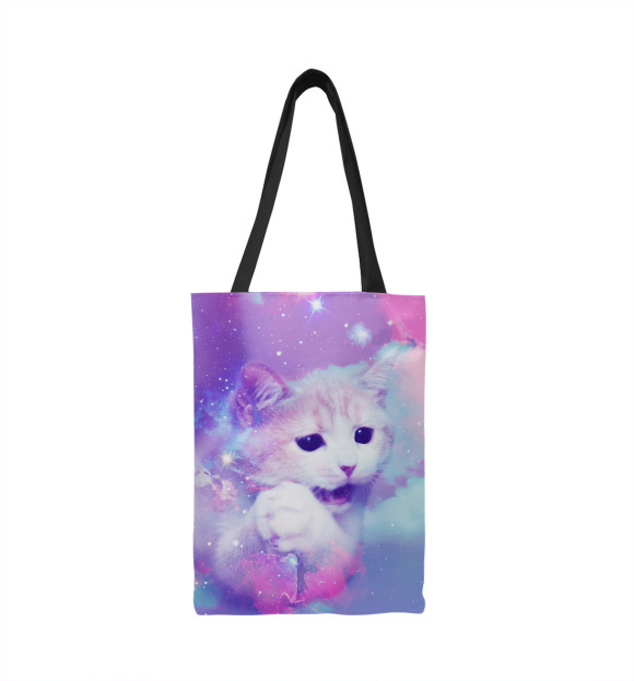 Сумка-шоппер с изображением Cat galaxy цвета 