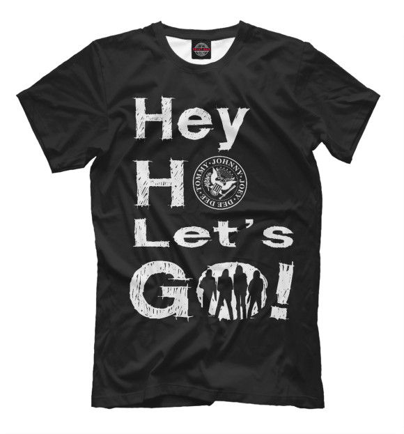 Мужская футболка с изображением Ramones He ho lets GO! цвета Черный