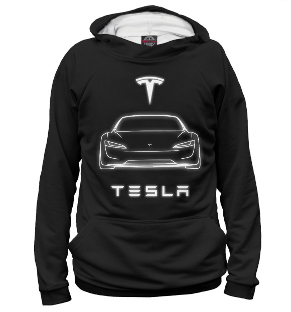 Мужское худи с изображением Tesla - white light цвета Белый