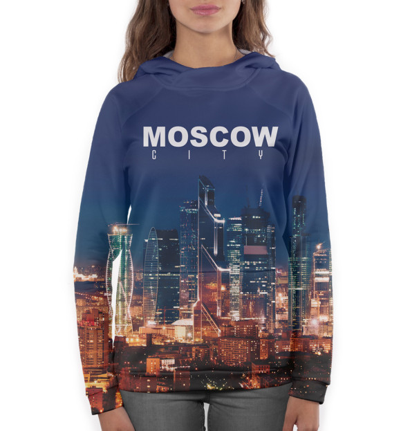 Женское худи с изображением Москва цвета Белый