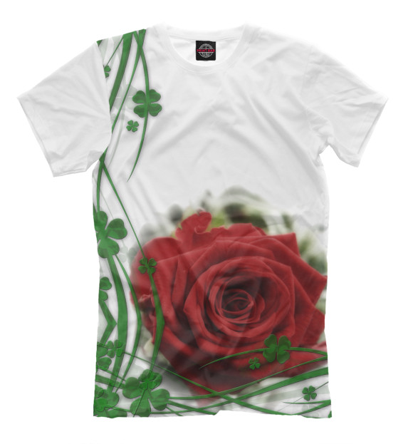 Мужская футболка с изображением Роза цвета Молочно-белый