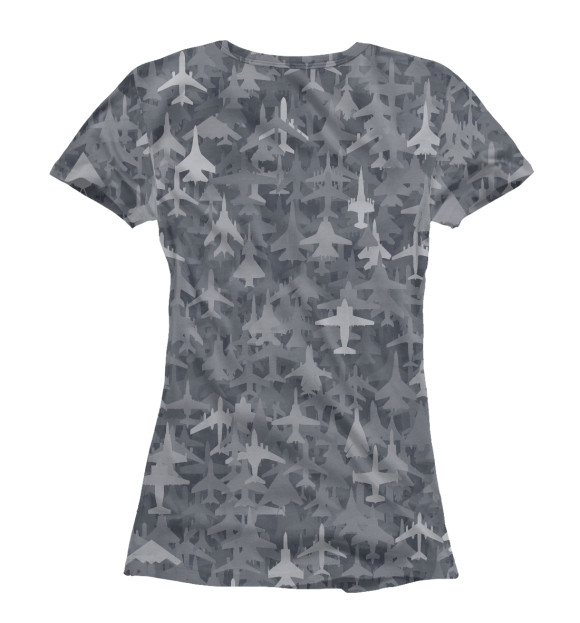 Женская футболка с изображением Камуфляж с реактивными самолетами цвета Белый