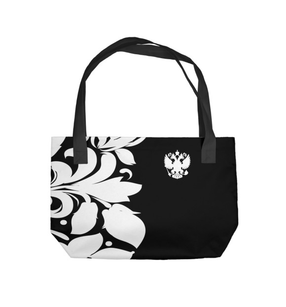 Пляжная сумка с изображением Russia Black&White Ornament цвета 