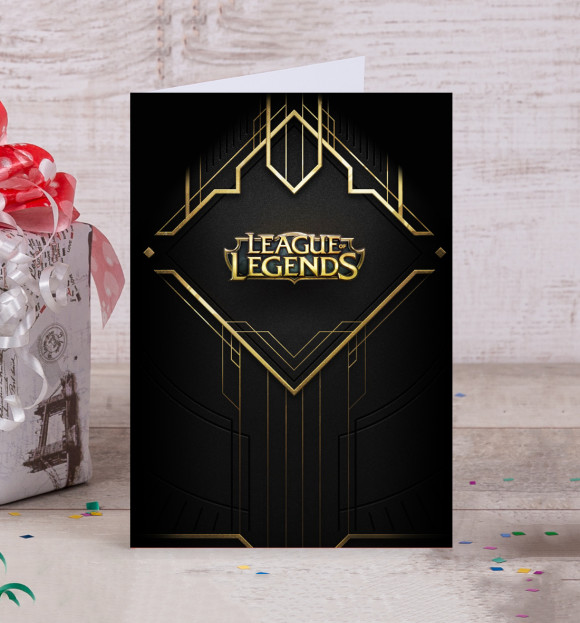 Открытка с изображением League of Legends золотой ромб цвета Белый