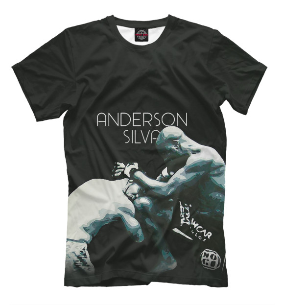 Мужская футболка с изображением Anderson Silva - Knee Kick цвета Черный