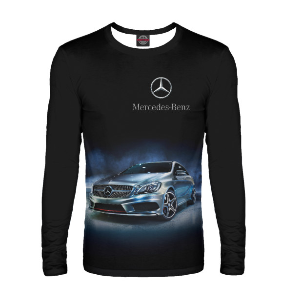 Мужской лонгслив с изображением Mercedes цвета Белый