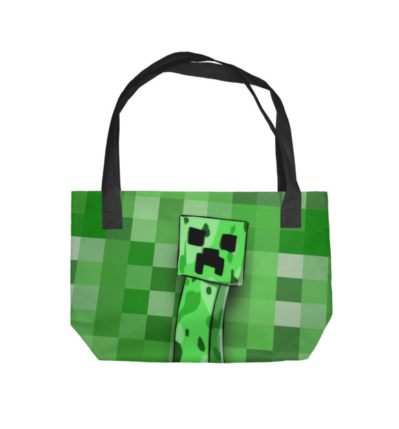 Пляжная сумка с изображением Minecraft Creeper цвета 