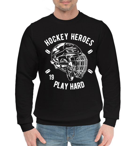 Мужской хлопковый свитшот с изображением Hockey heroes цвета Черный