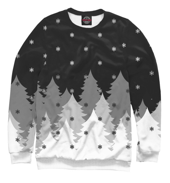 Мужской свитшот с изображением Рождественский лес цвета Белый