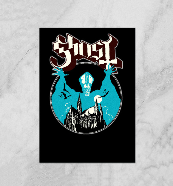 Плакат с изображением Ghost цвета Белый
