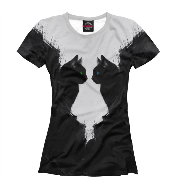 Женская футболка с изображением Rorschach Cats цвета Белый