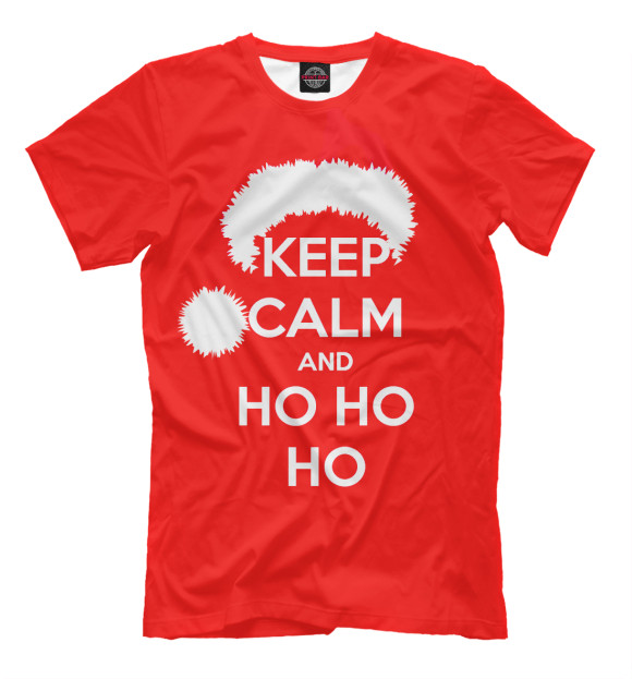 Мужская футболка с изображением Keep calm and ho ho ho цвета Темно-розовый