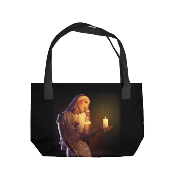 Пляжная сумка с изображением Монашка со свечой цвета 