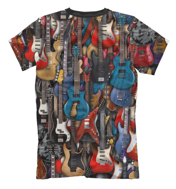 Мужская футболка с изображением Электро гитары цвета Белый