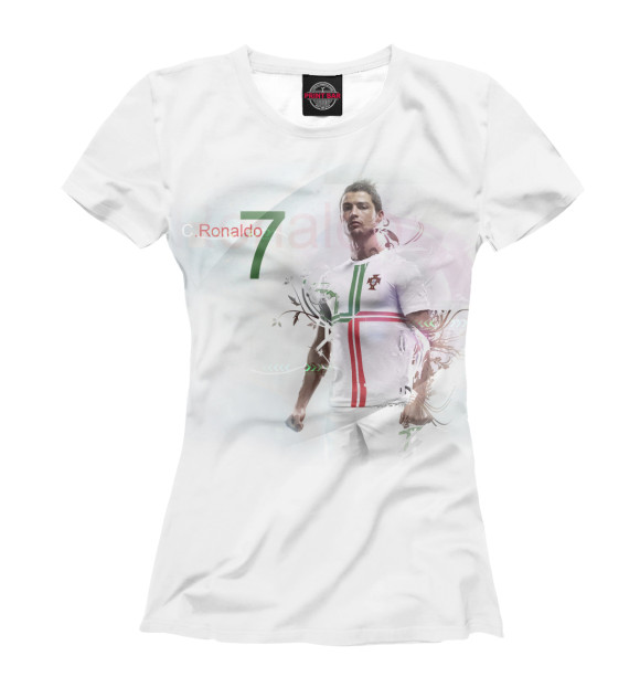 Футболка для девочек с изображением Ronaldo цвета Белый