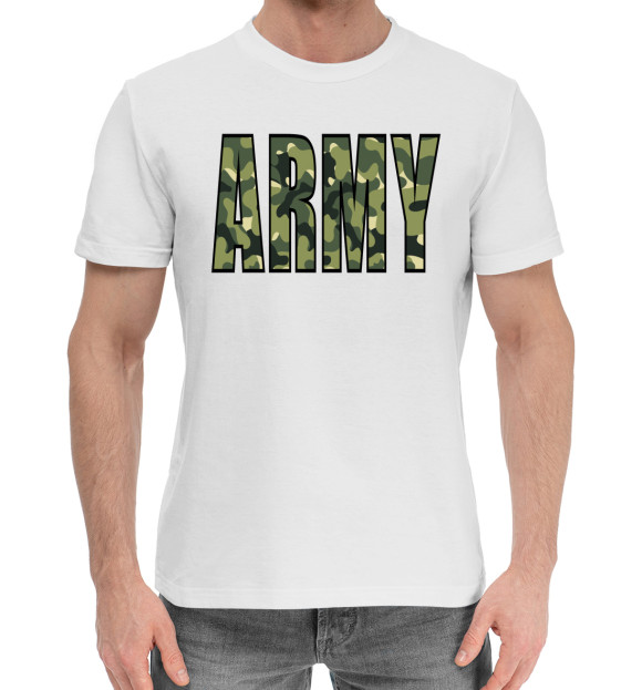 Мужская хлопковая футболка с изображением Армия, надпись ARMY цвета Белый