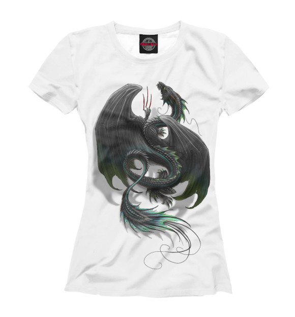 Женская футболка с изображением Dragon цвета Белый