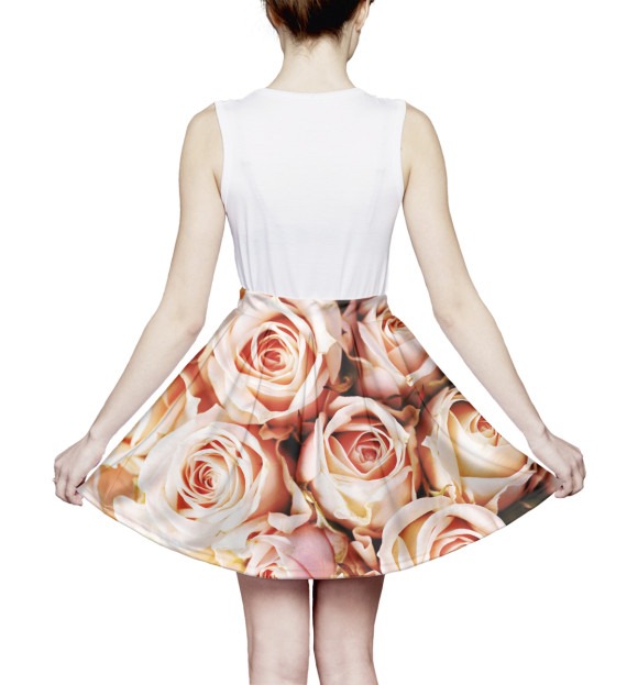 Юбка в складку с изображением Розы цвета Белый
