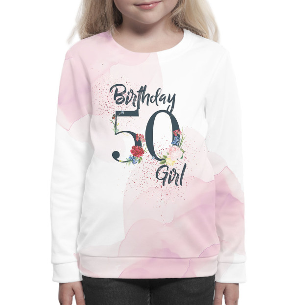 Свитшот для девочек с изображением 50 лет цвета Белый