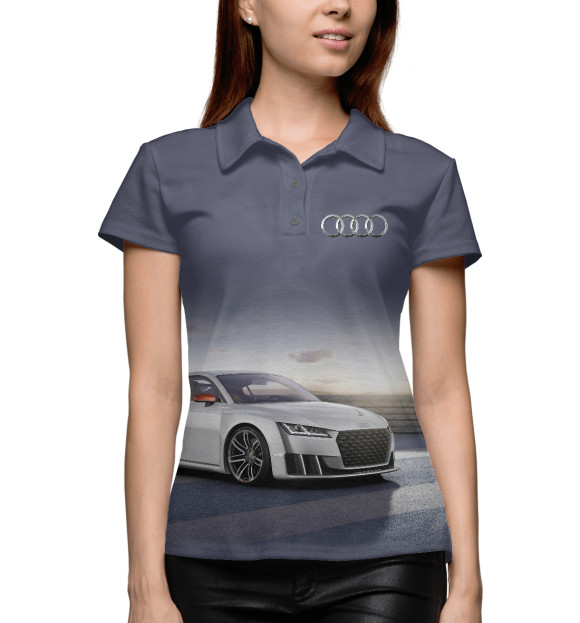 Женское поло с изображением Audi цвета Белый