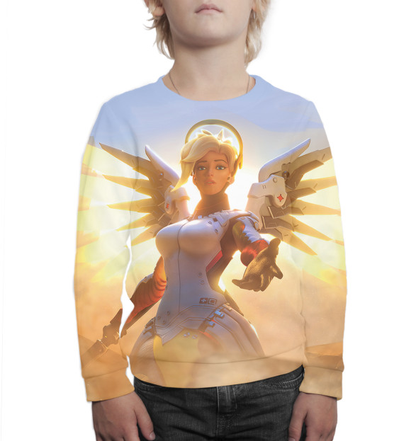 Свитшот для мальчиков с изображением Ангел цвета Белый
