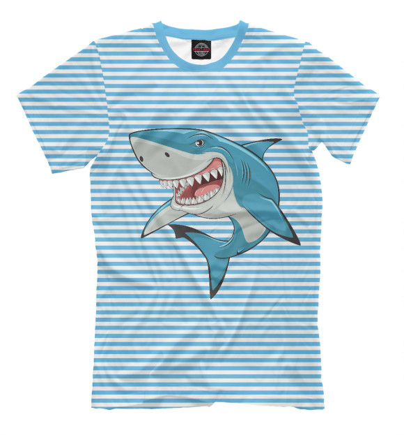 Мужская футболка с изображением Акула и тельняшка цвета Молочно-белый