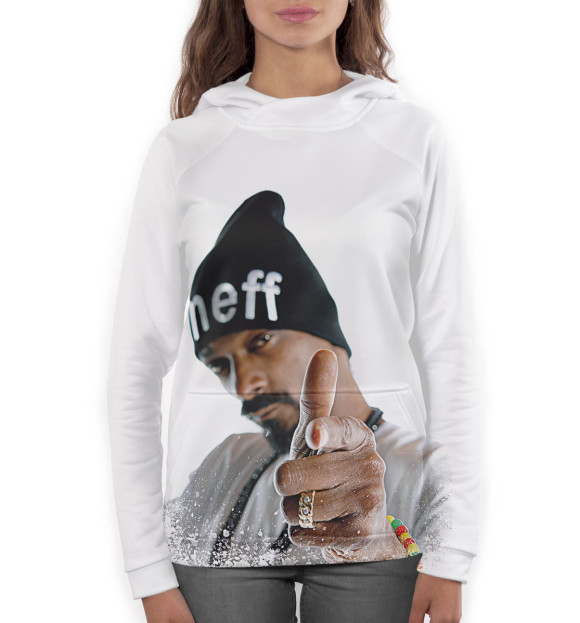 Женское худи с изображением Snoop Dogg цвета Белый